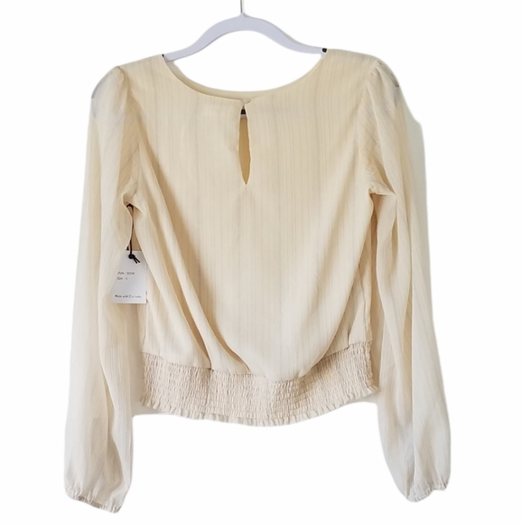 Japna Ivory Silver Pinstripe Long Sleeve Top - Picture 2 of 6